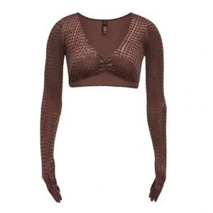 SKIMS Logo Velvet Chestnut Matching Top and Bottom- SELLING AS SET